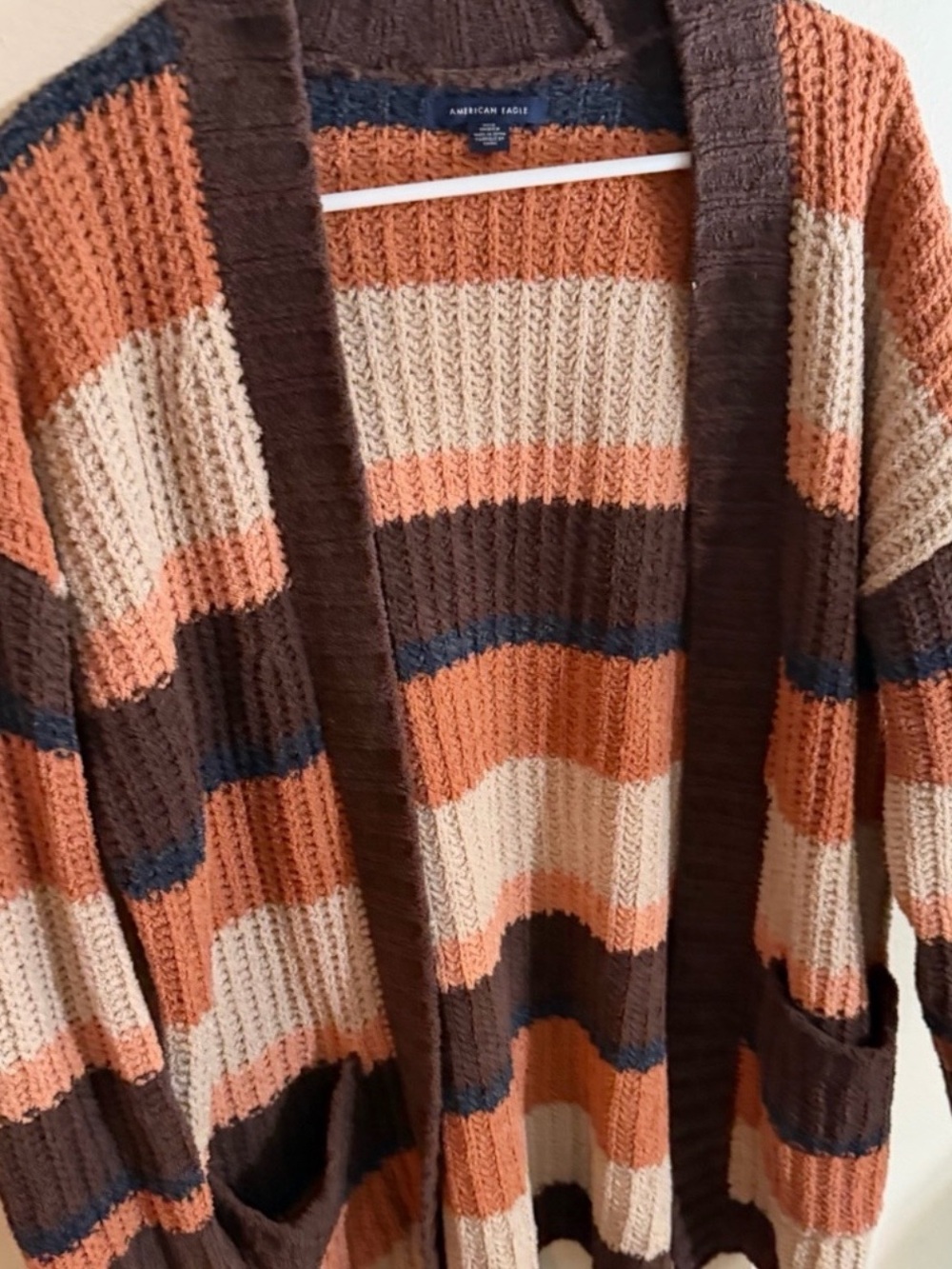 American Eagle Outfitters Size XS/S OVERSIZED Striped Rust Brown Cardigan